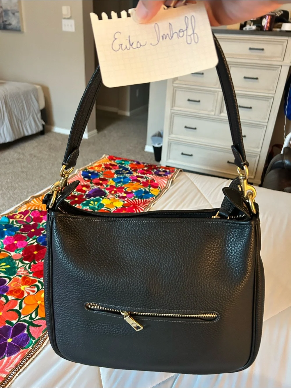 Coach Cary shoulder bag with crossbody strap in black, excellent used condition